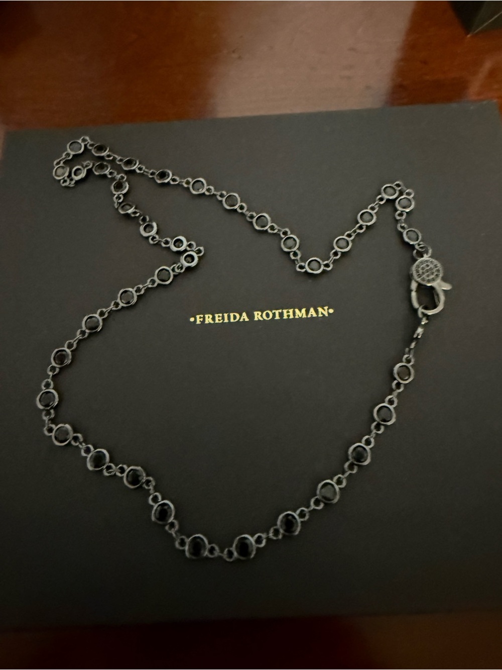 Freida Rothman Mini Bezel Black Rodium Necklace